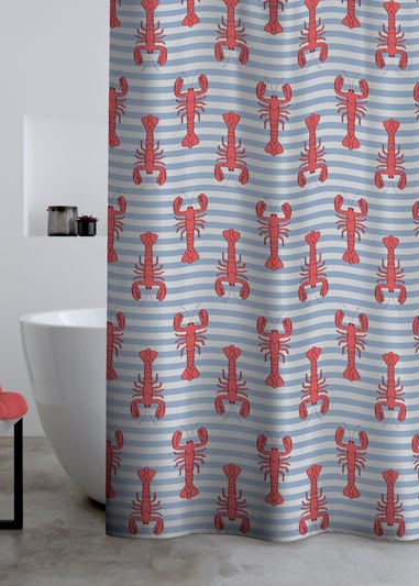 Catherine Lansfield Lobster Shower Curtain Panel Red