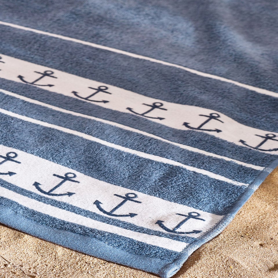 Catherine Lansfield Anchors Cotton Extra Large Beach Towel