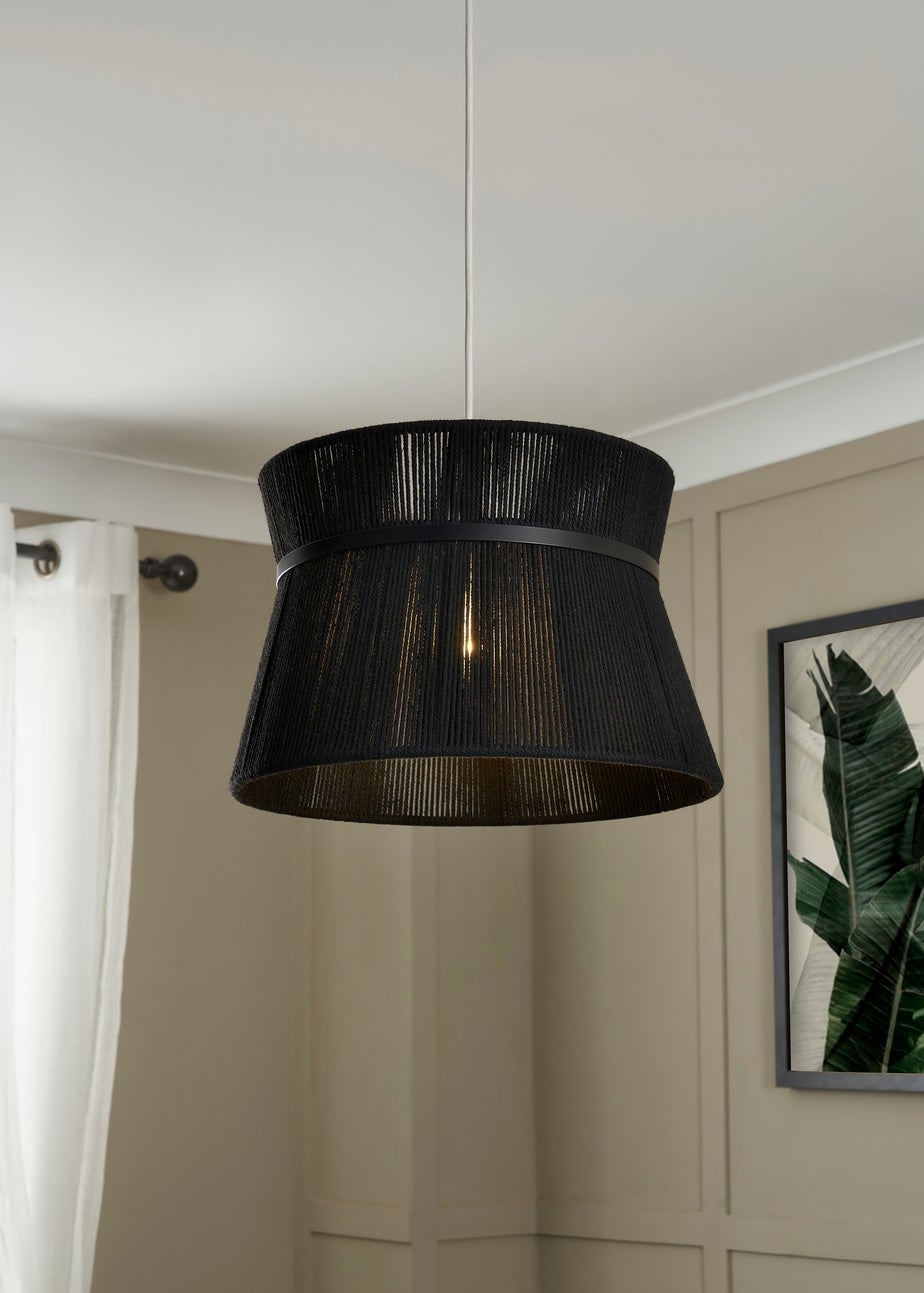 BHS Bahia String Bound Double Easyfit Black (24cm x 35cm)