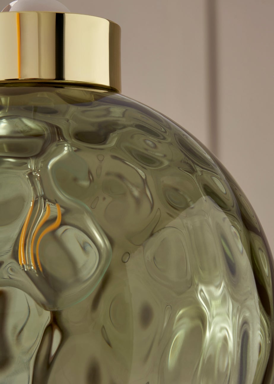 BHS Dalton Dimpled Glass Ball Easyfit Green (22cm x 25cm)