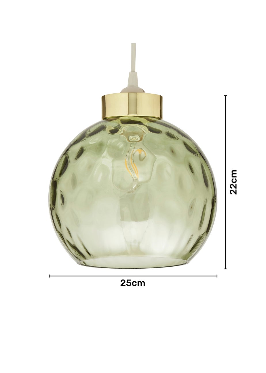 BHS Dalton Dimpled Glass Ball Easyfit Green (22cm x 25cm)