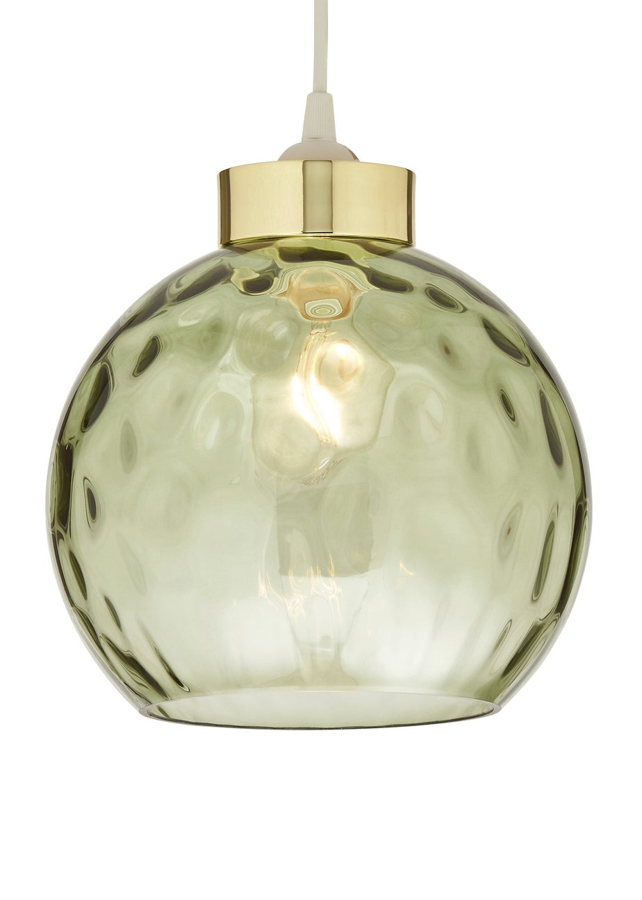 BHS Dalton Dimpled Glass Ball Easyfit Green (22cm x 25cm)