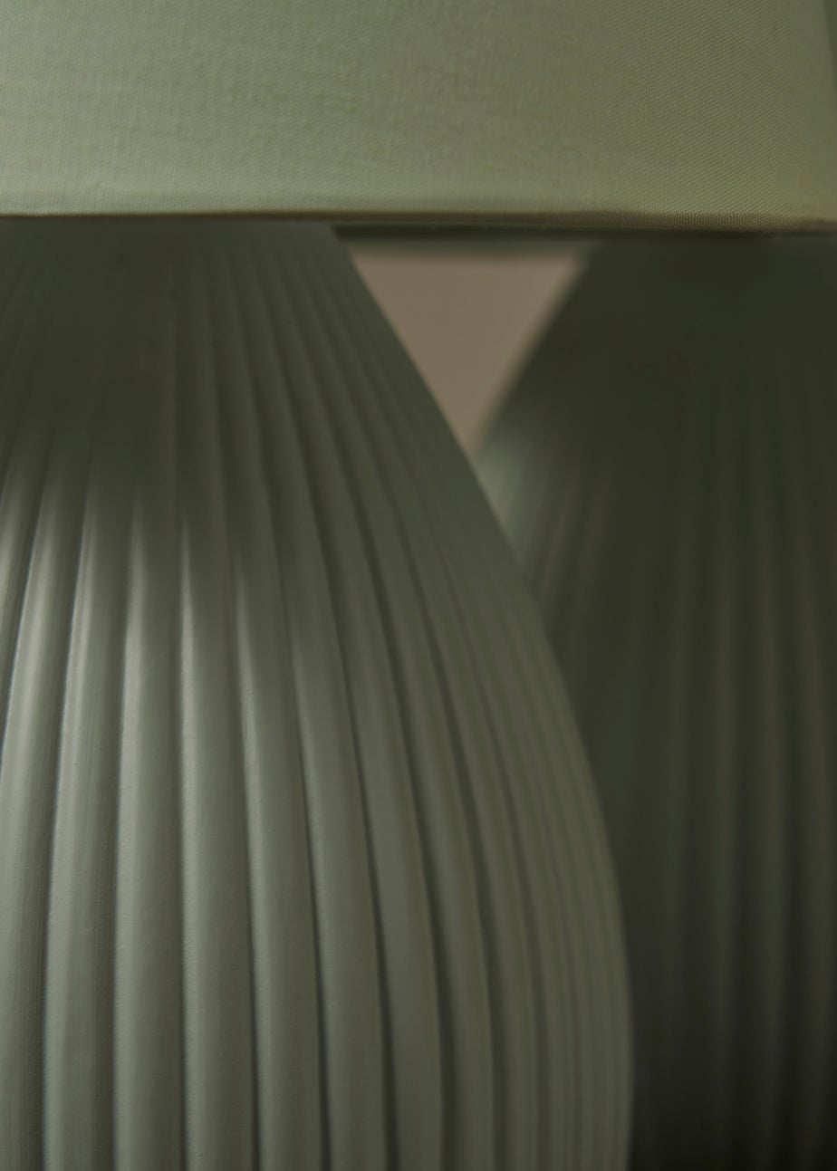 BHS Alder Teardrop Ceramic Table lamp TWIN PACK Green (32cm x 18cm)