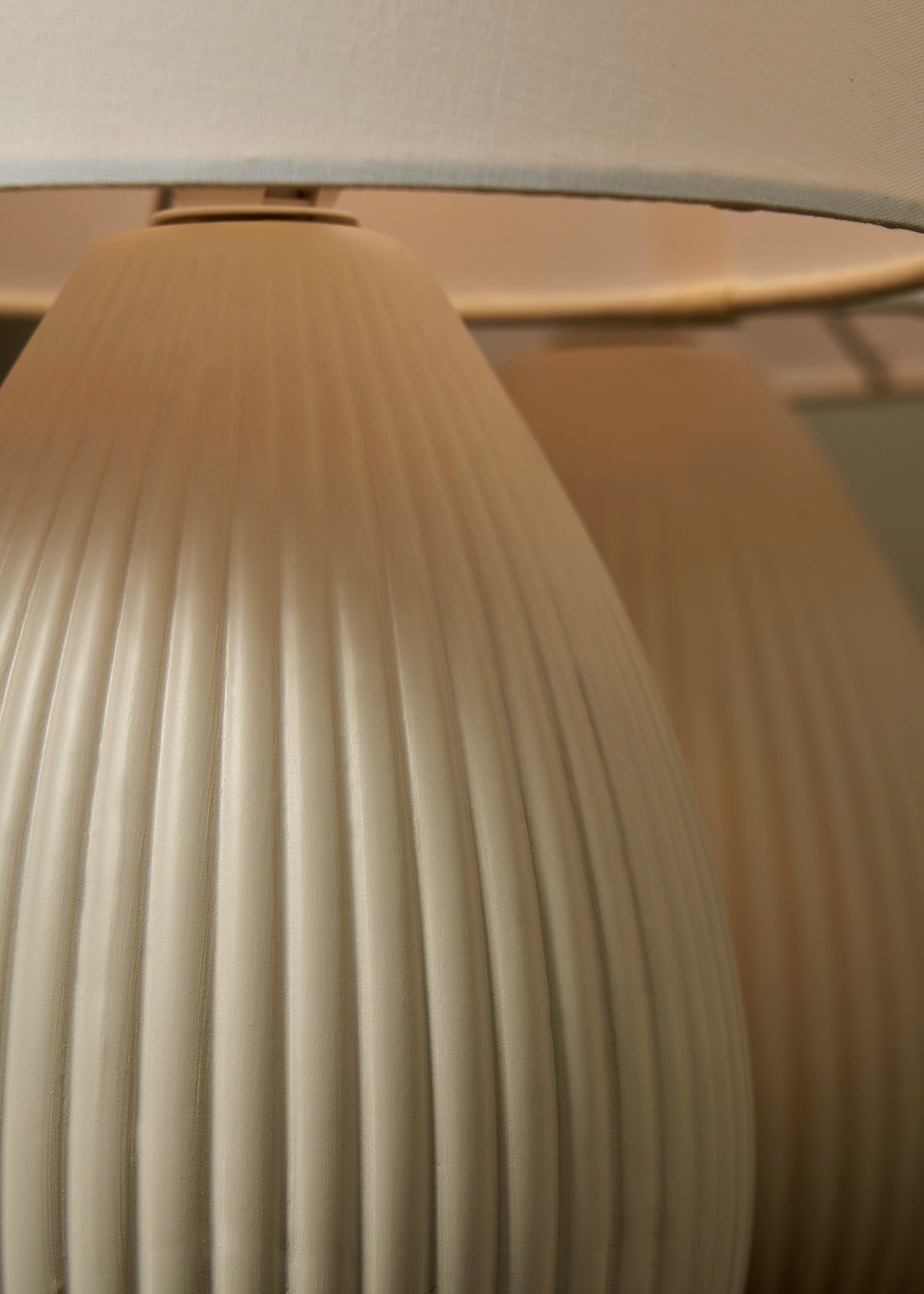 BHS Alder Teardrop Ceramic Table lamp TWIN PACK Cream (32cm x 18cm)