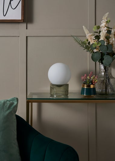BHS Apple White Glass Ball Table Lamp (20cm x 15cm)
