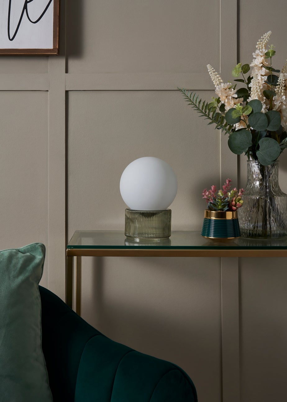 BHS Apple White Glass Ball Table Lamp (20cm x 15cm)