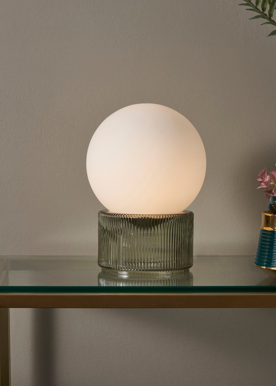 BHS Apple White Glass Ball Table Lamp (20cm x 15cm)