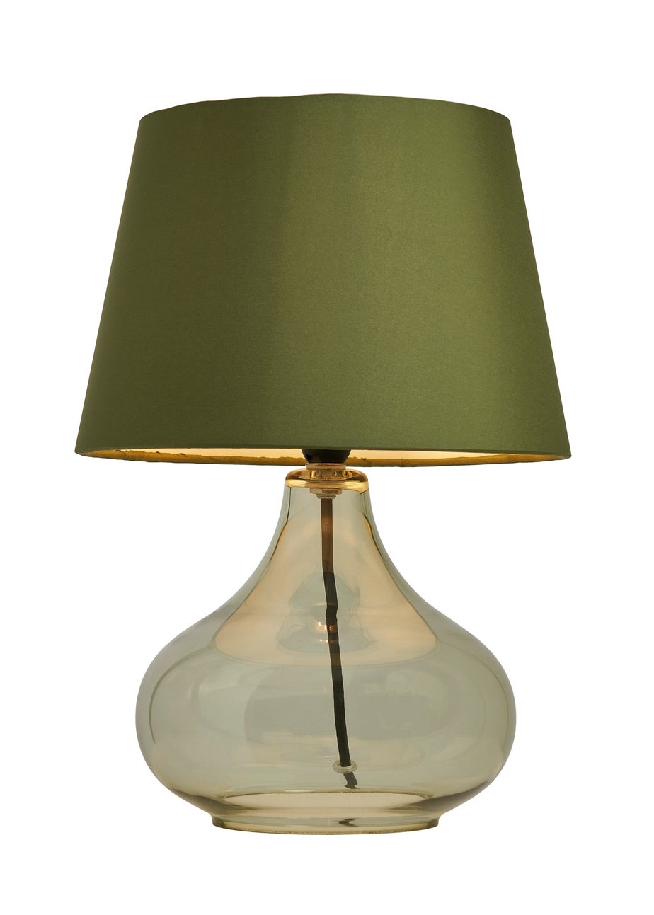 BHS Elder Glass Table Lamp Green (33cm x 24cm)