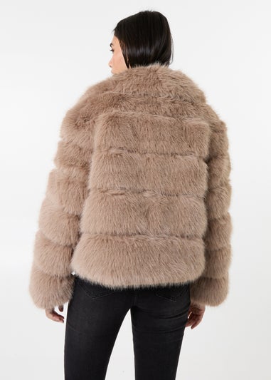 Pink Vanilla Mocha Cropped Fur Pelted Jacket