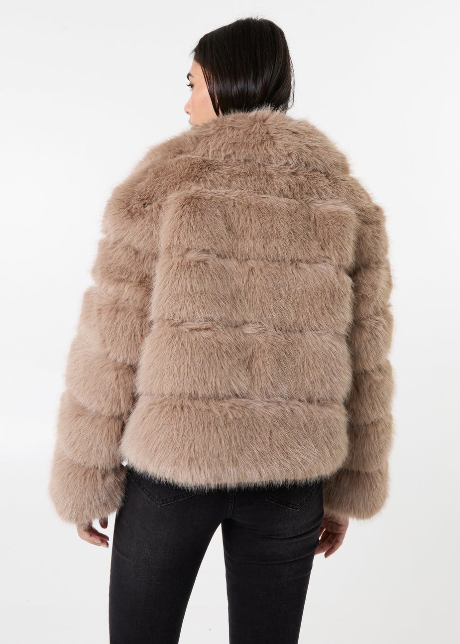 Pink Vanilla Mocha Cropped Fur Pelted Jacket