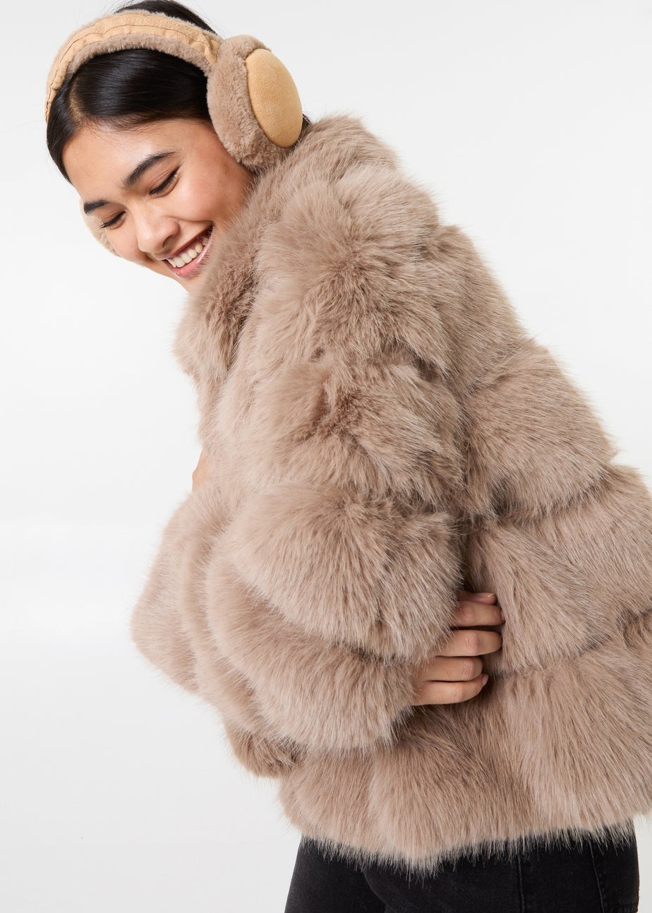 Pink Vanilla Mocha Cropped Fur Pelted Jacket