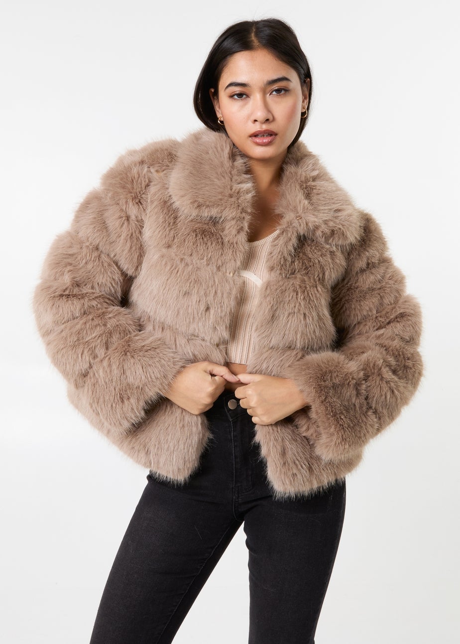 Pink Vanilla Mocha Cropped Fur Pelted Jacket