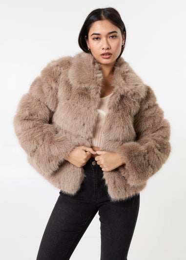 Pink Vanilla Mocha Cropped Fur Pelted Jacket