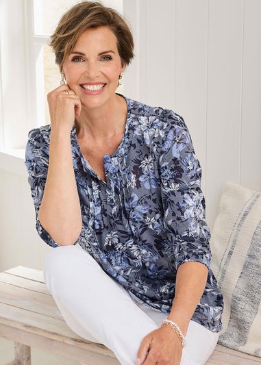 Cotton Traders Navy Burnout Jersey Tunic