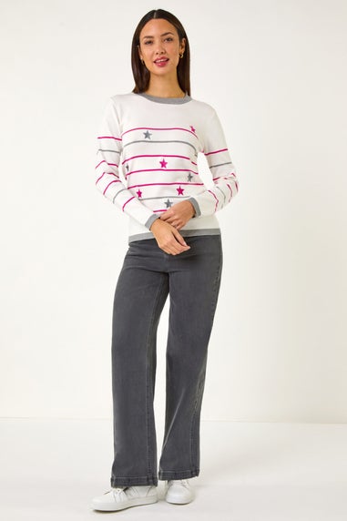 Roman Ivory Star Embroidery Jumper