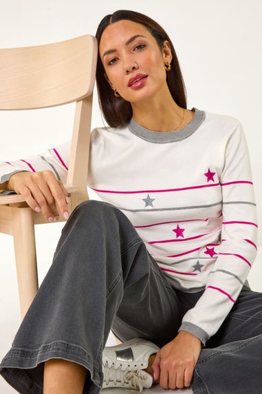 Roman Ivory Star Embroidery Jumper