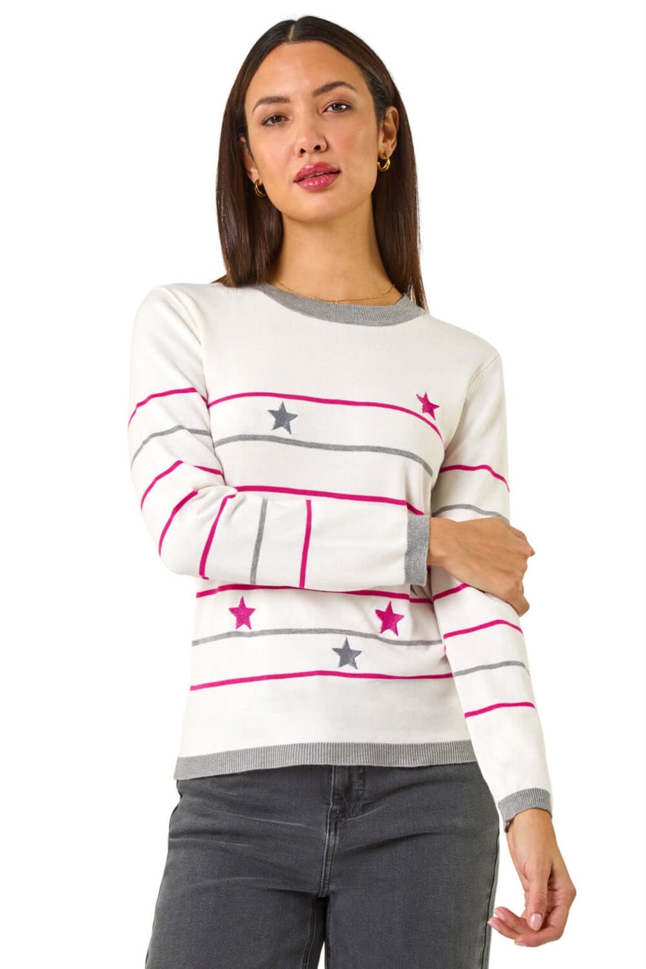 Roman Ivory Star Embroidery Jumper