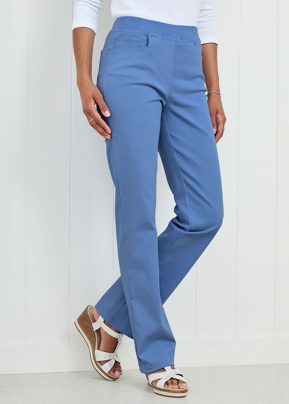 Cotton Traders Lavender Premium Pull-On Twill Straight-Leg Jeans