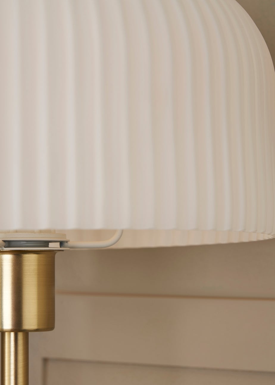 BHS Costa Brass Floor Lamp with Ribbed White glass (145cm x 29cm)