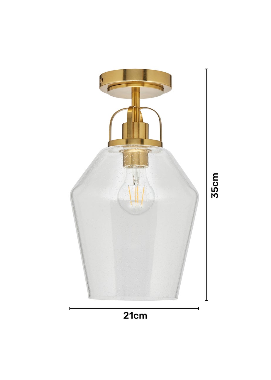 BHS Athea Brass & Bubble Glass 1 Light Flush (35cm x 21cm)