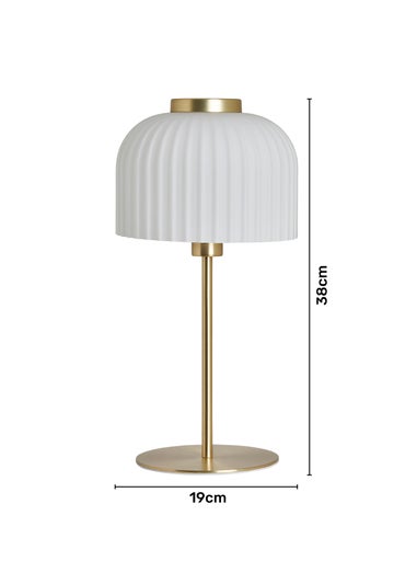 BHS Costa Brass Table Lamp with Ribbed White glass (38cm x 19cm)