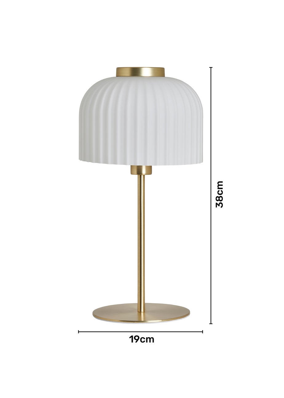 BHS Costa Brass Table Lamp with Ribbed White glass (38cm x 19cm)