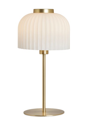 BHS Costa Brass Table Lamp with Ribbed White glass (38cm x 19cm)
