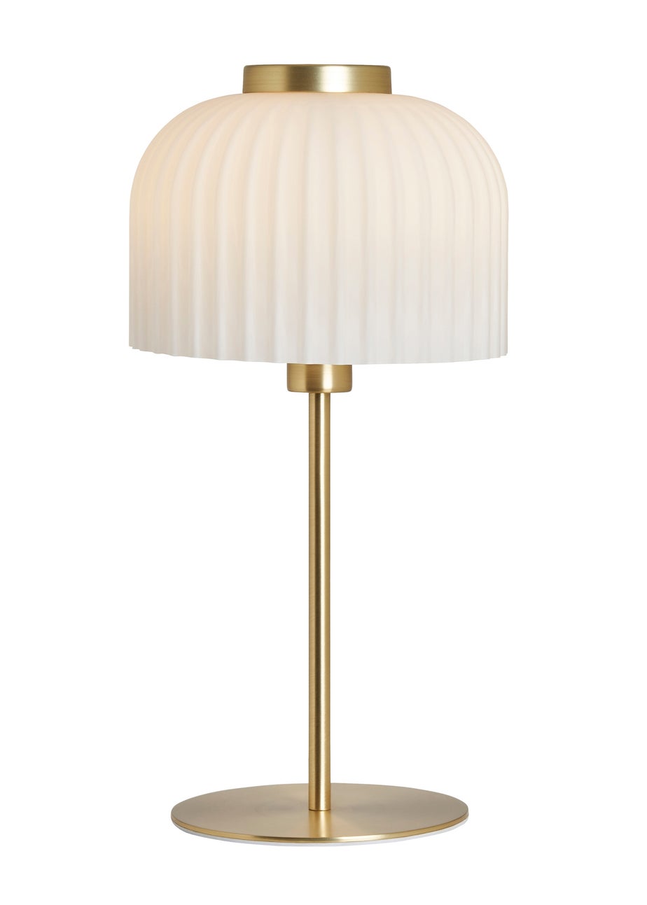 BHS Costa Brass Table Lamp with Ribbed White glass (38cm x 19cm)
