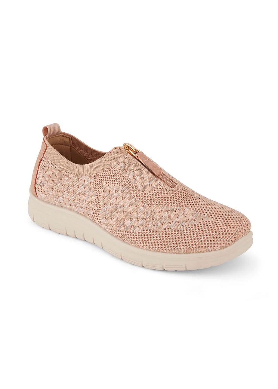 Cotton Traders Soft Pink Memorylite Front Zip Trainers