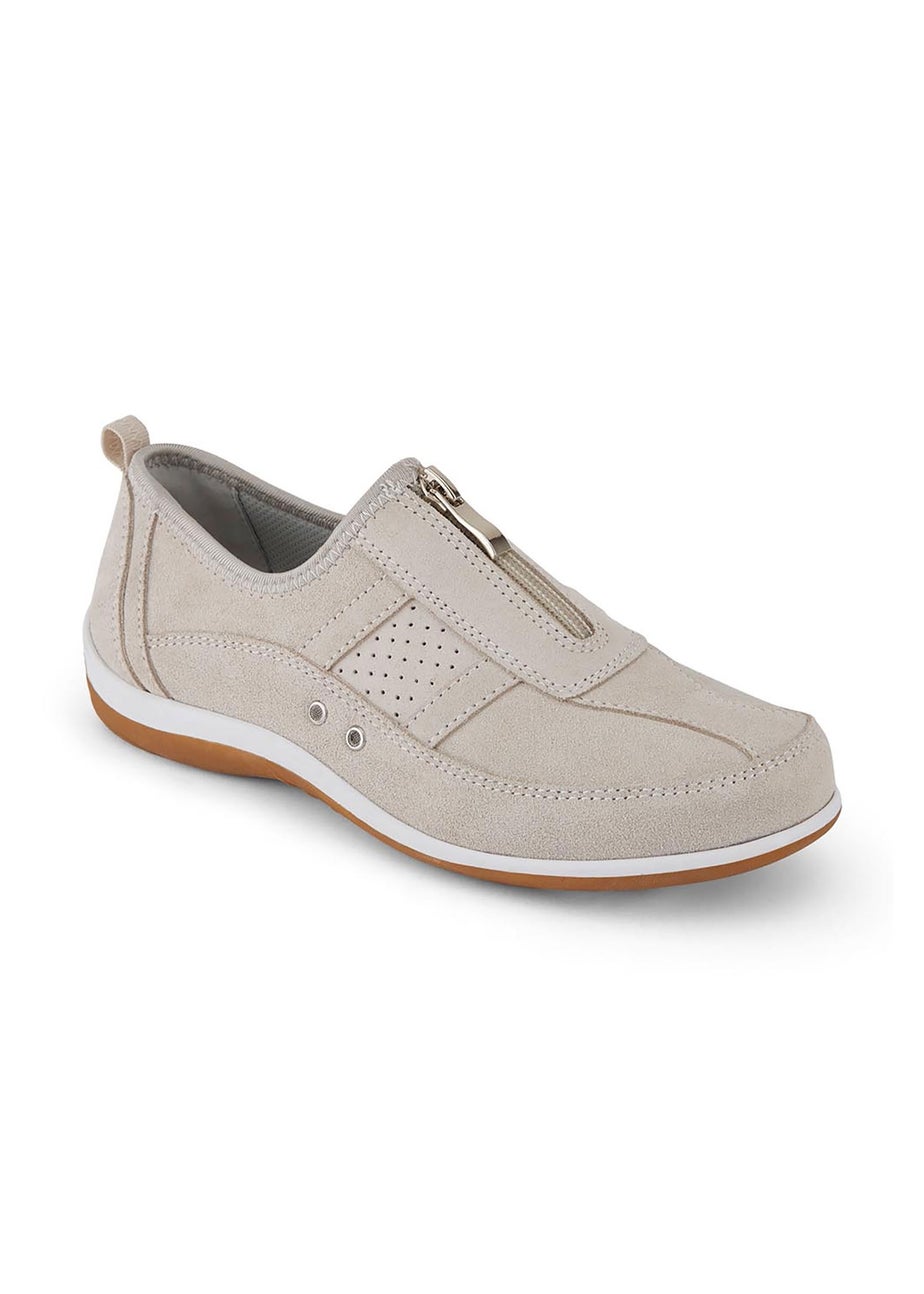 Cotton Traders Linen Suede Front Zip Leisure Flex Trainers