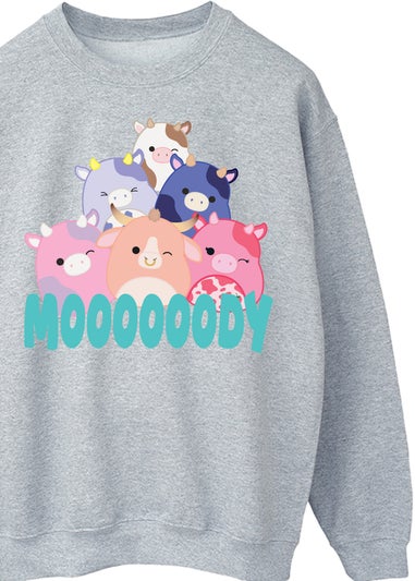 Squishmallows Cows Moody Women Heather Grey Sweatshirt