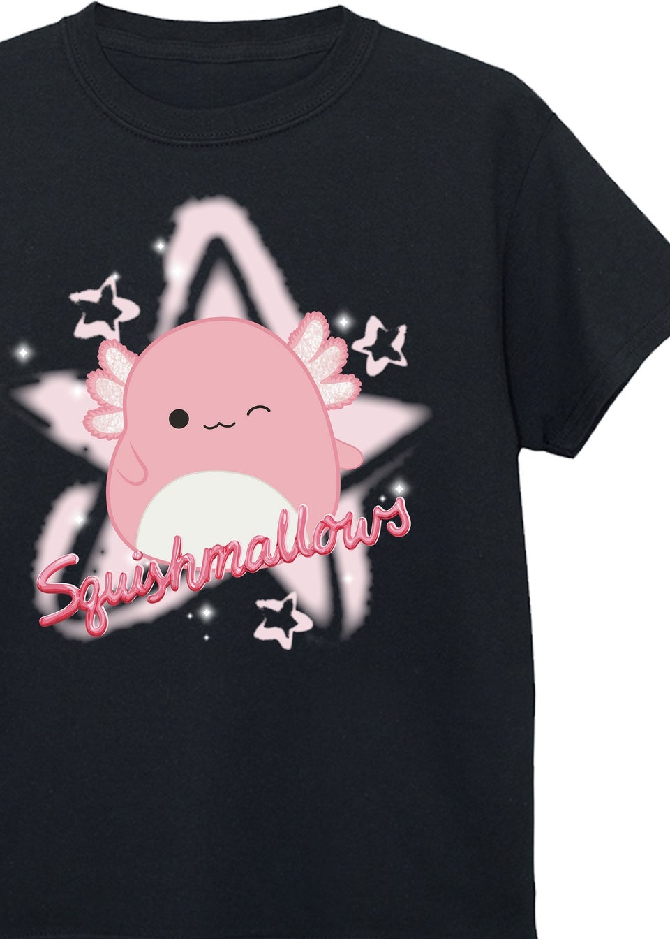 Squishmallows Archie Star Girls Black T-Shirt (5-13 Years)