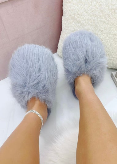 Love Lemonade Grey Ultimate Cosy Fluffy Slippers