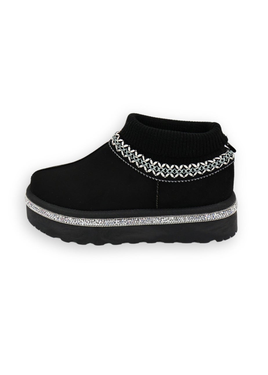Love Lemonade Black Sparkly Stretch Warmer Mini Snugg Boots