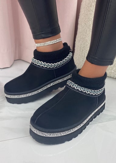 Love Lemonade Black Sparkly Stretch Warmer Mini Snugg Boots