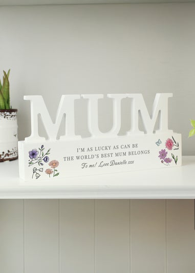 Personalised Memento Company Wildflower Mum White Wooden Ornament