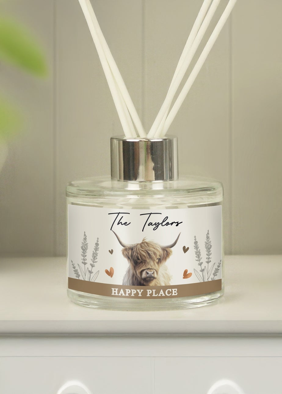 Personalised Memento Company Highland Cow Clear Reed Diffuser