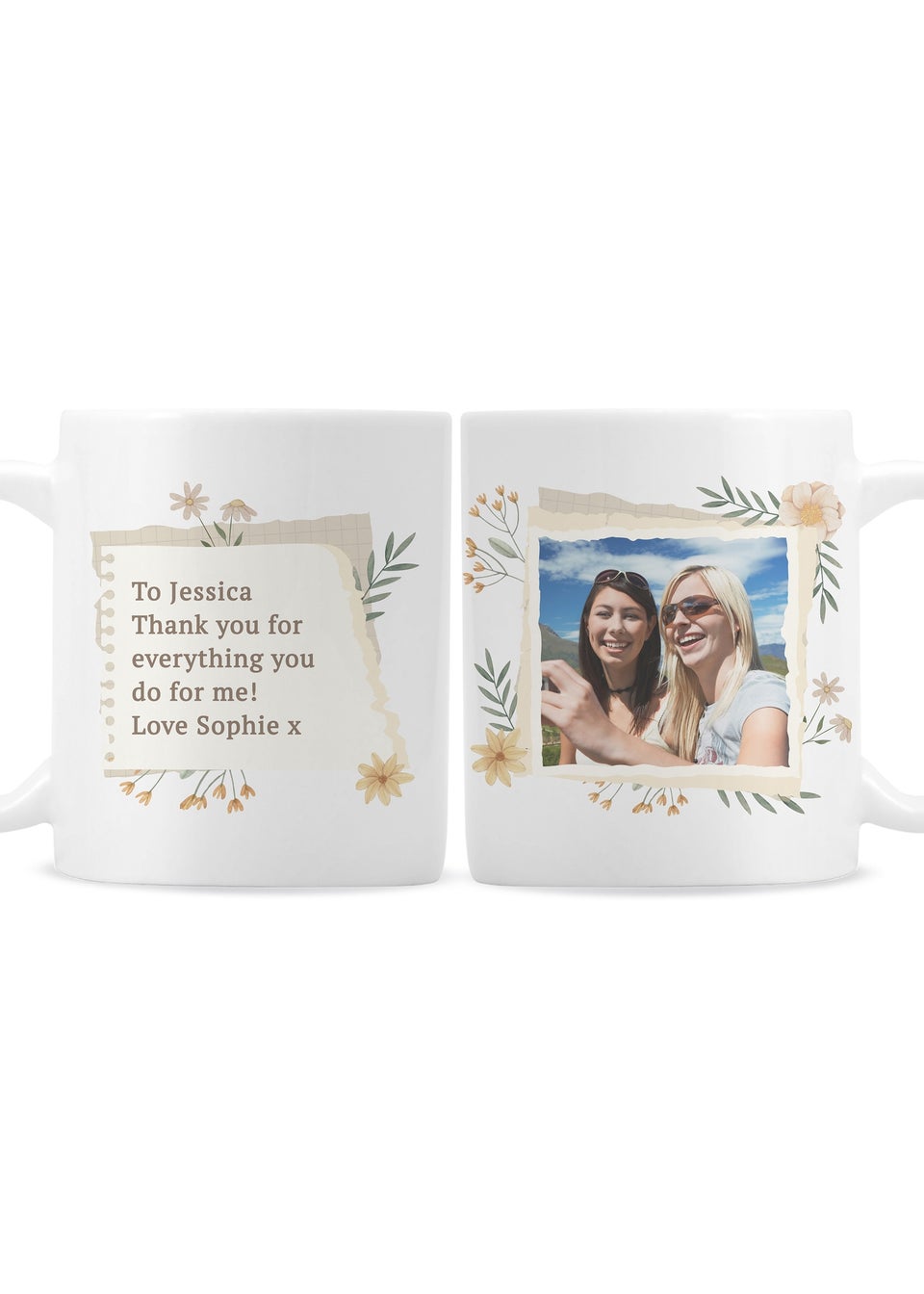Personalised Memento Company Floral Photo Upload White Mug