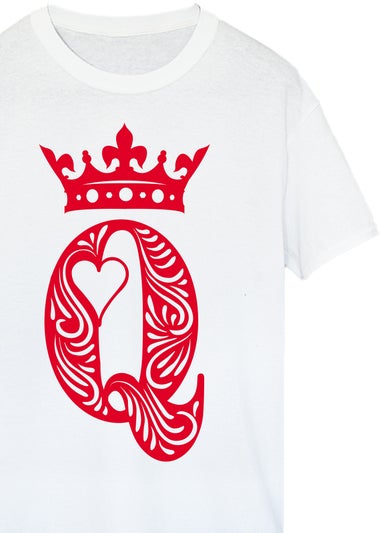 Brands In Queen Of Hearts Adult White Boyfriend Fit Graphic T-Shirt