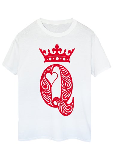 Brands In Queen Of Hearts Adult White Boyfriend Fit Graphic T-Shirt