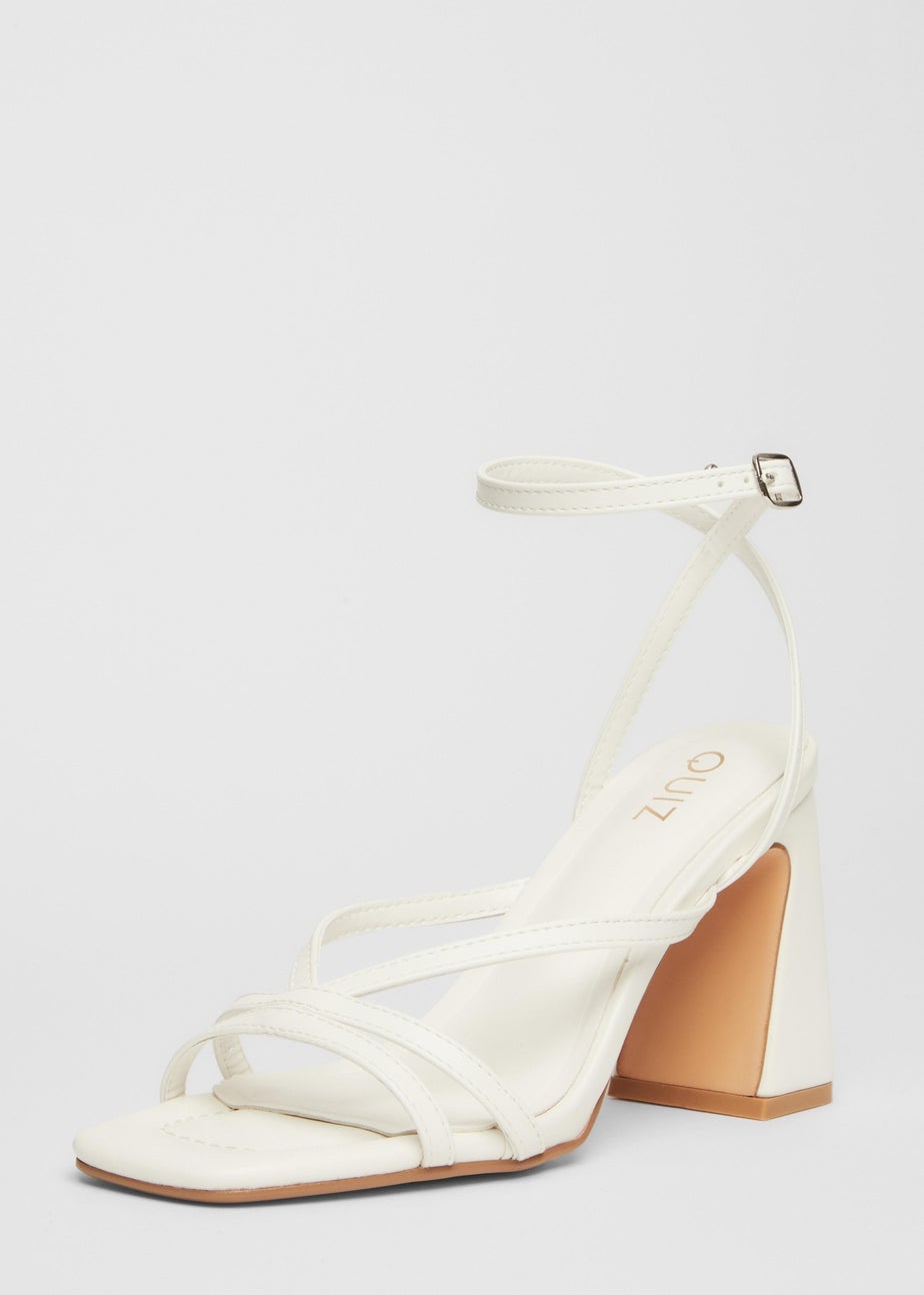 Quiz White Strappy Block Heels