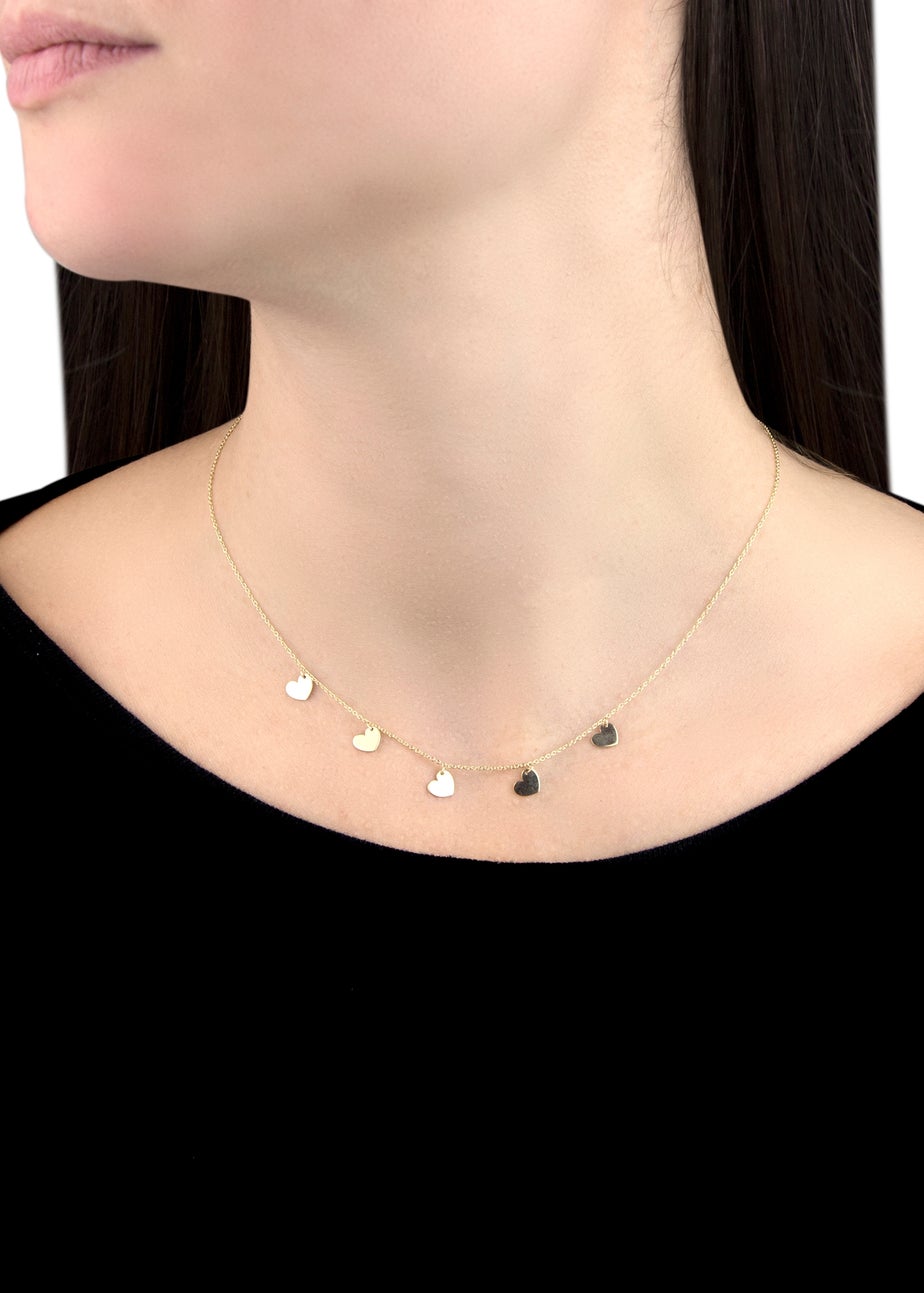 Golden Moments 9ct Yellow Gold 5-Heart Adjustable Necklace