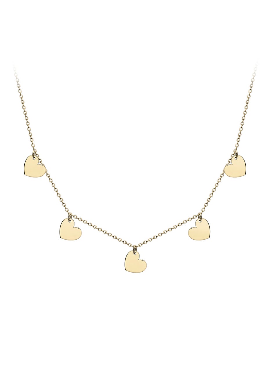 Golden Moments 9ct Yellow Gold 5-Heart Adjustable Necklace