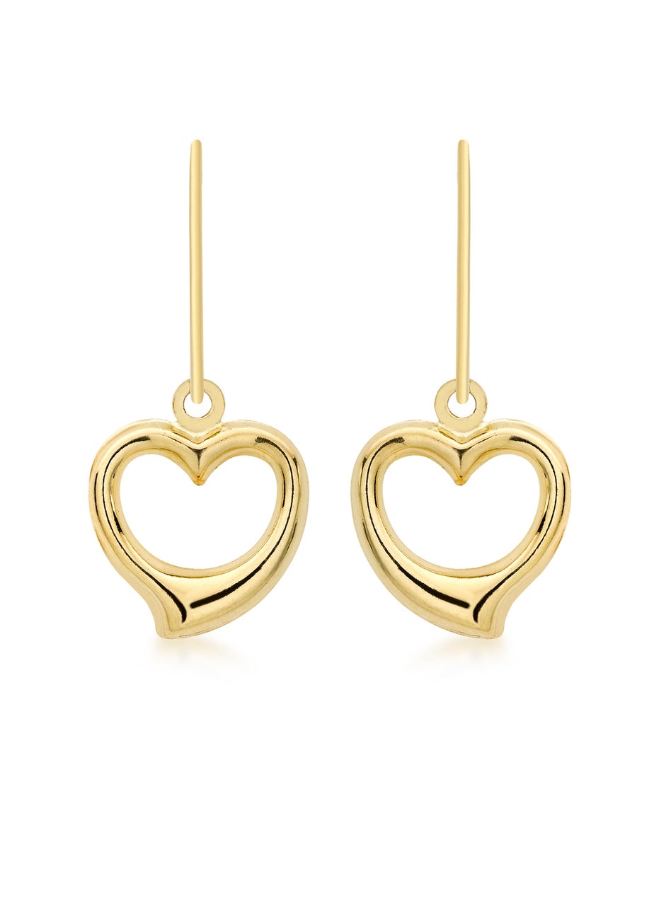 Golden Moments 9ct Yellow Gold Heart Drop Earrings