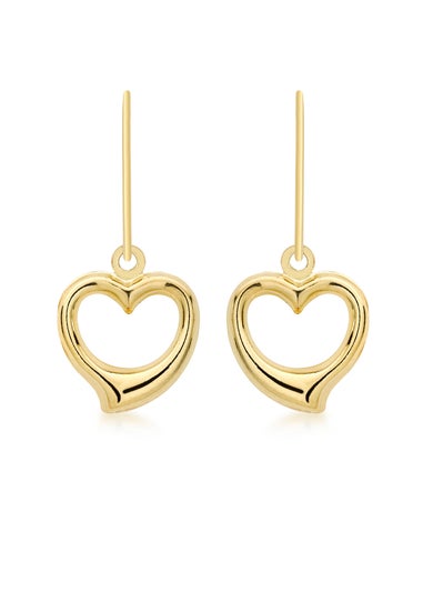 Golden Moments 9ct Yellow Gold Heart Drop Earrings