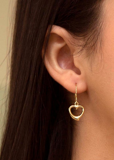 Golden Moments 9ct Yellow Gold Heart Drop Earrings