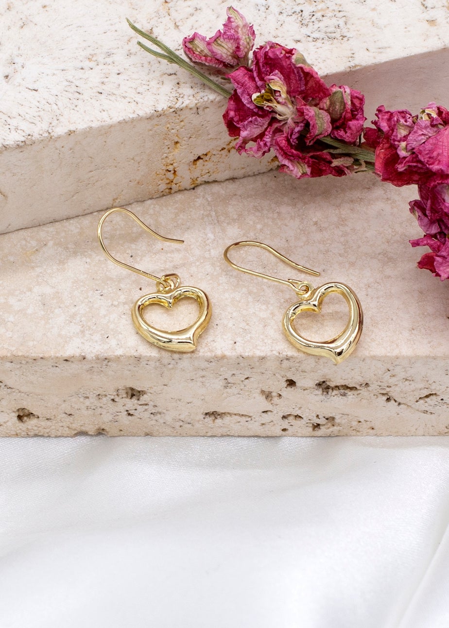 Golden Moments 9ct Yellow Gold Heart Drop Earrings