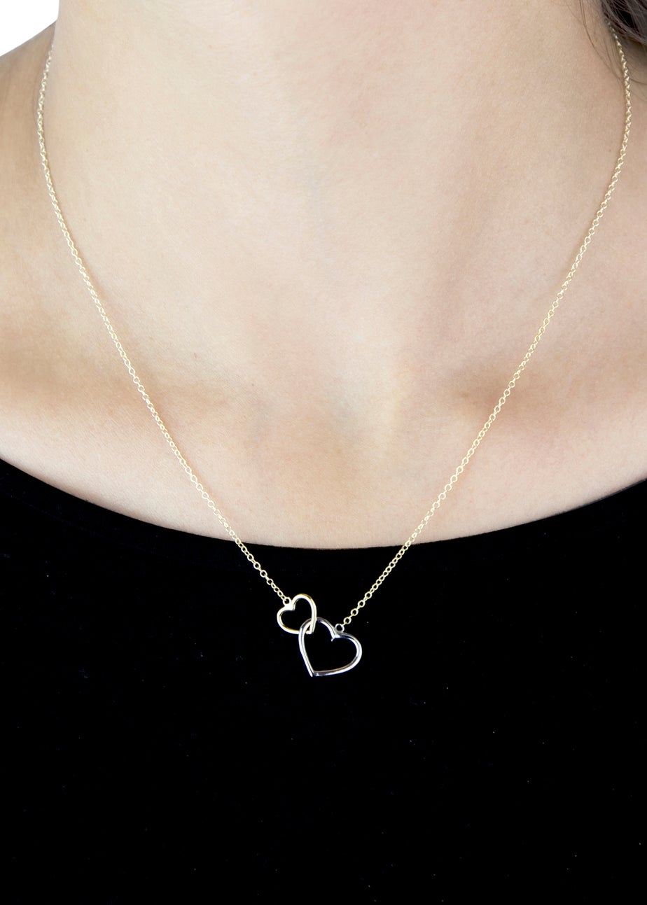 Golden Moments 9ct 2-Colour Gold Interlocked-Hearts Necklace