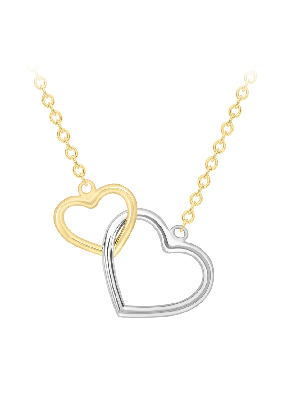 Golden Moments 9ct 2-Colour Gold Interlocked-Hearts Necklace