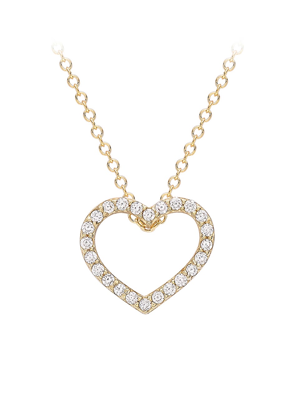 Golden Moments 9ct Yellow Gold CZ Heart-Outline Slider Pendant Adjustable Necklace
